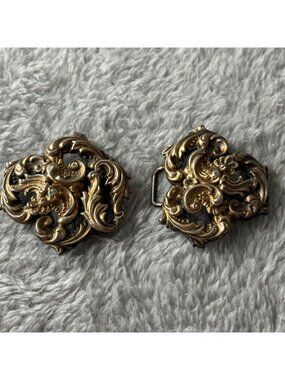Vintage Art Nouveau Sterling Silver Belt Loops Buckle Two Piece Womens Stamped